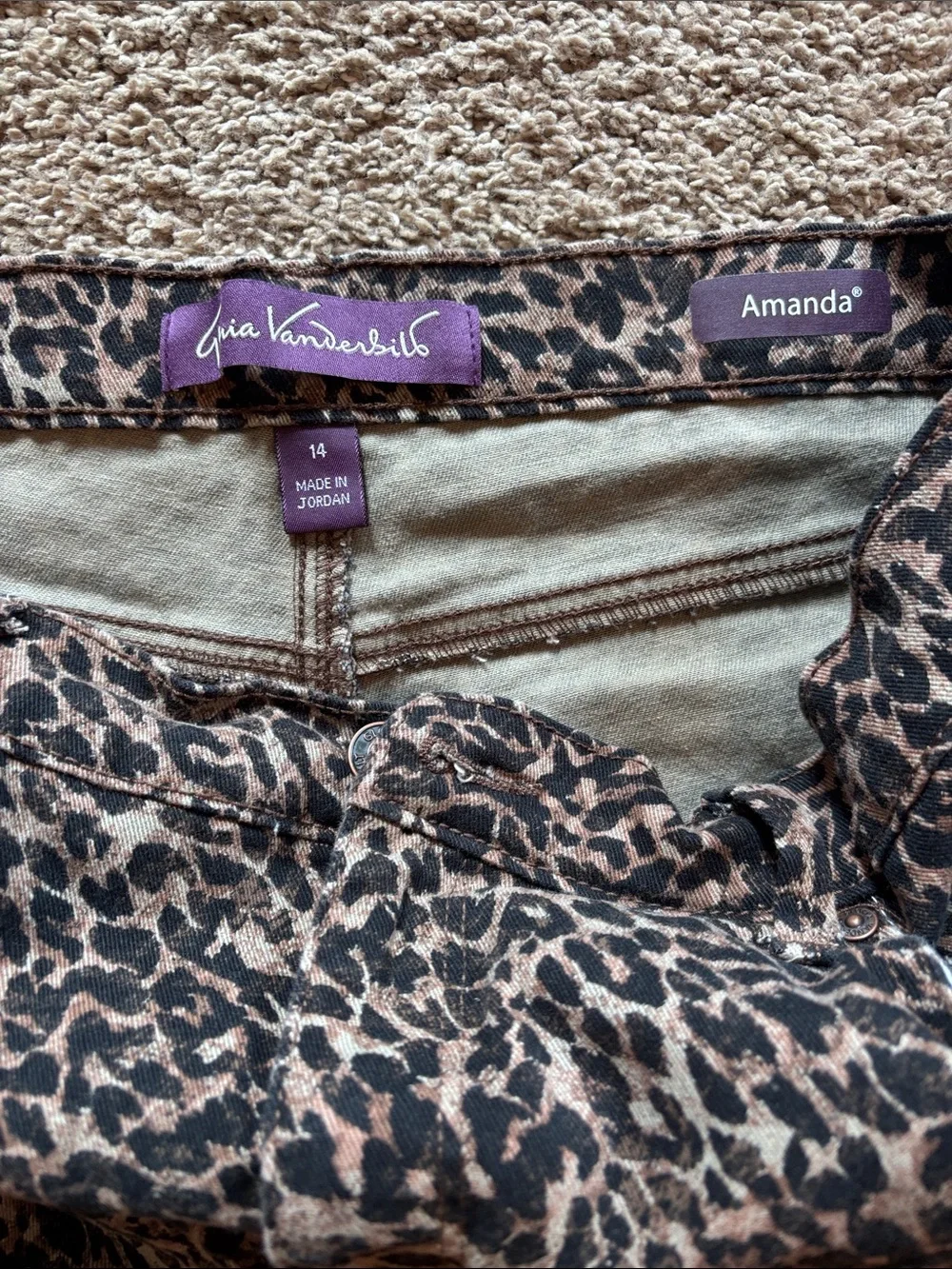 Women’s Leopard Print Slim Jeans - Brown/Black